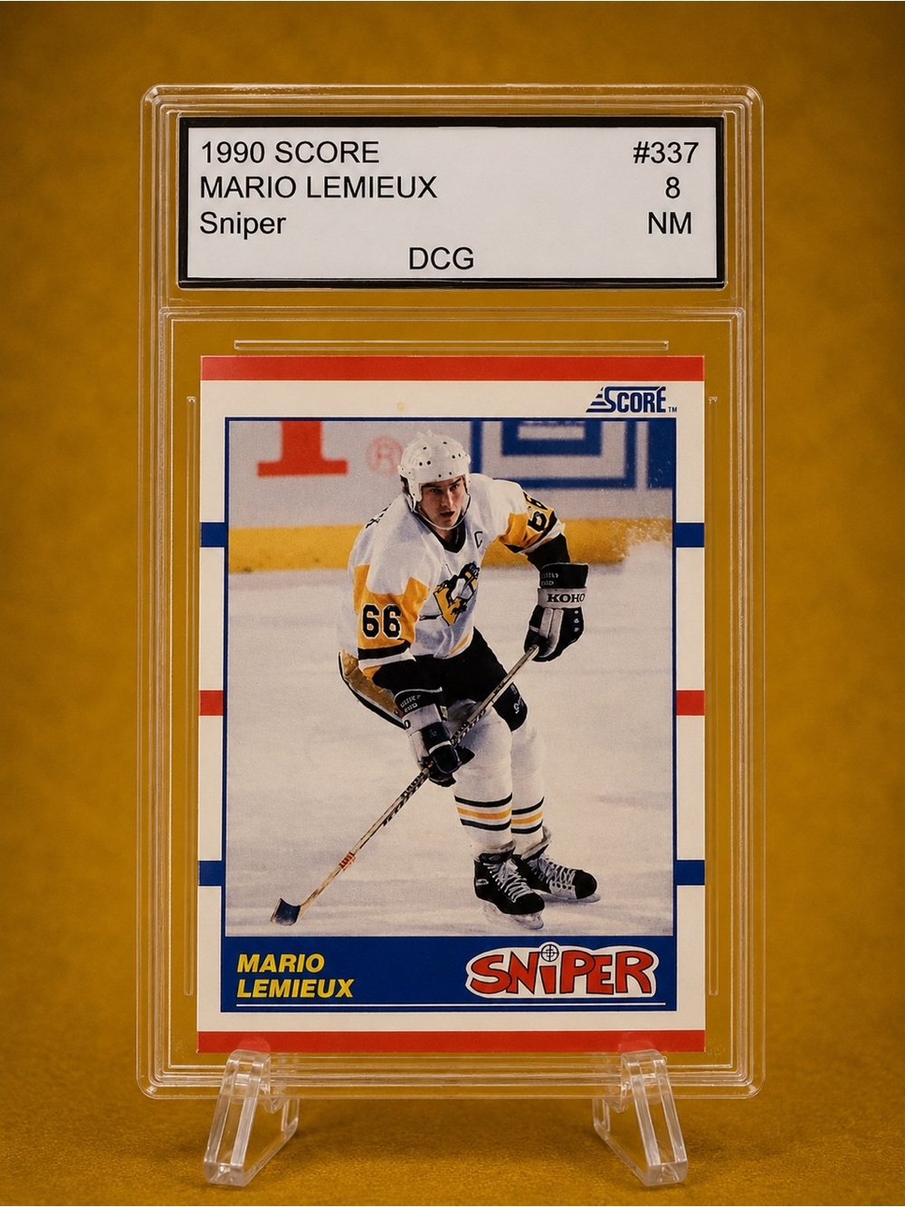1990 Score Sniper Mario Lemieux Hockey Card - Pittsburg Penguins